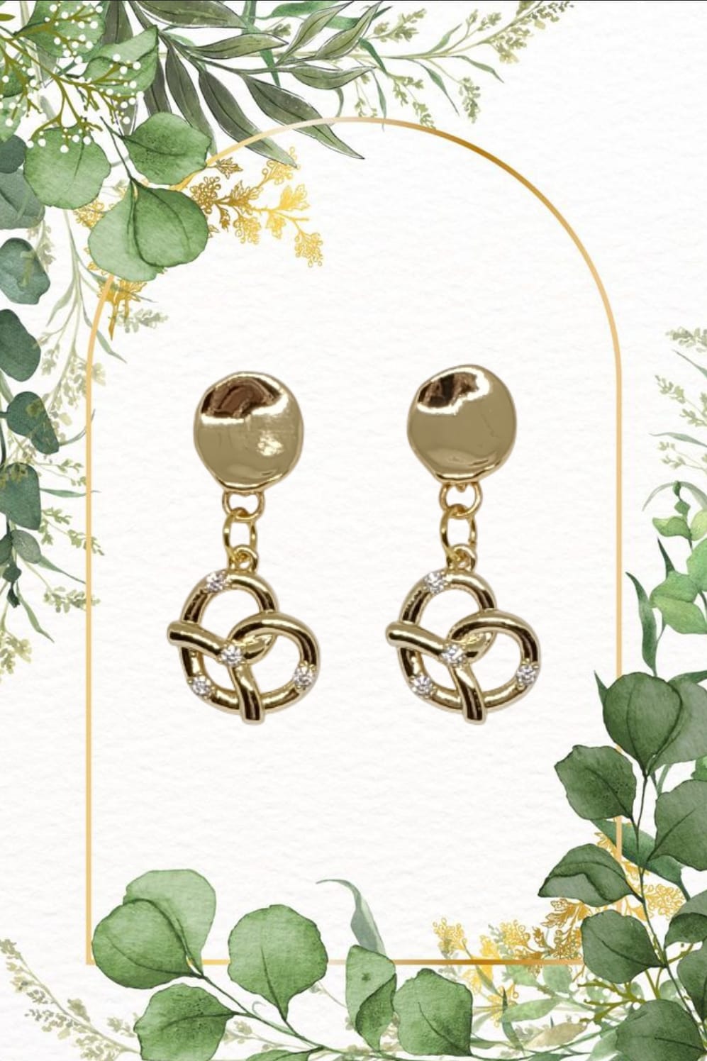 Gold Pretzel Dangling Earrings