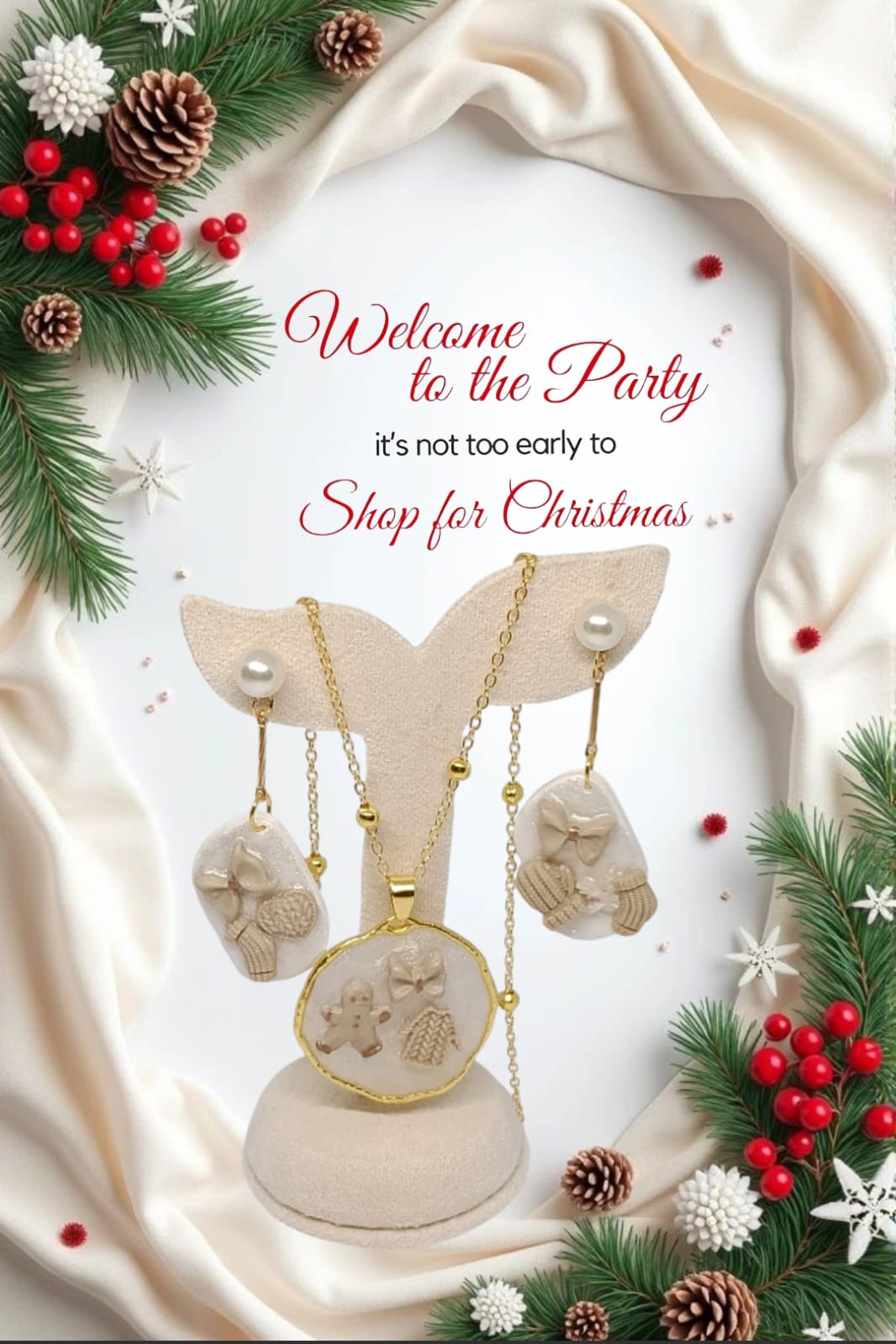 Winter Themed Necklace and Earring Set