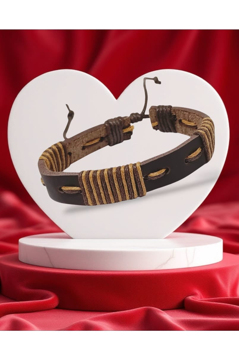 3Pcs Leather and Beaded Bracelet Set for Men