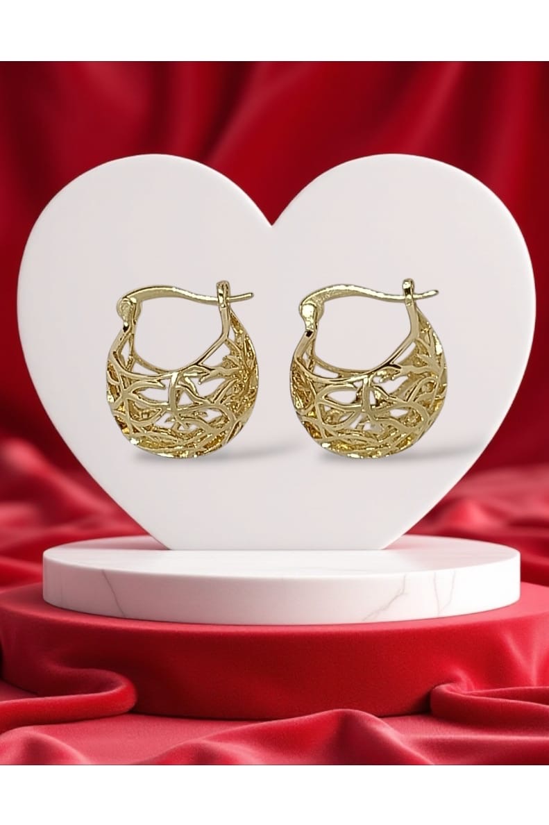 Gold Basket Huggie Earrings