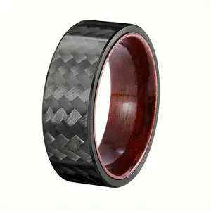 8mm Men's Black Carbon Fiber Wedding Ring