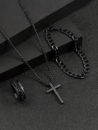 Black Stainless Steel Jewellery Set for Men