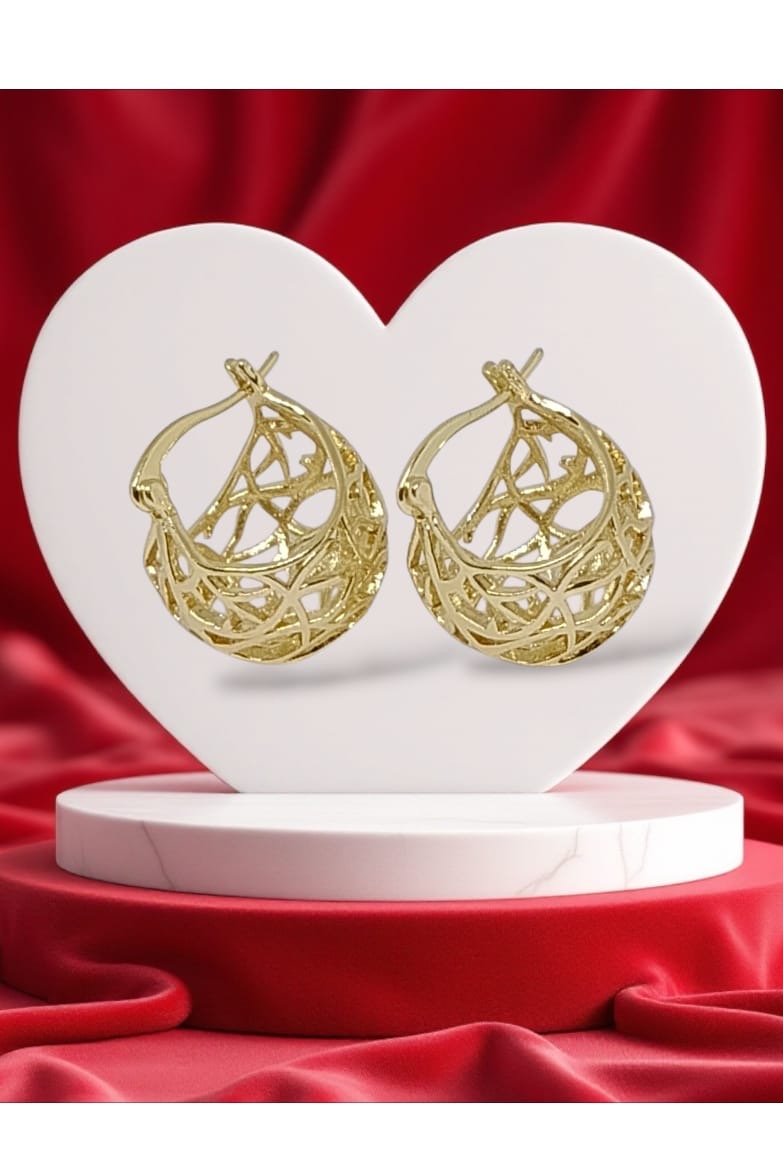 Gold Basket Huggie Earrings