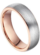 6mm Domed Tungsten and Rose Gold Men's Wedding Ring