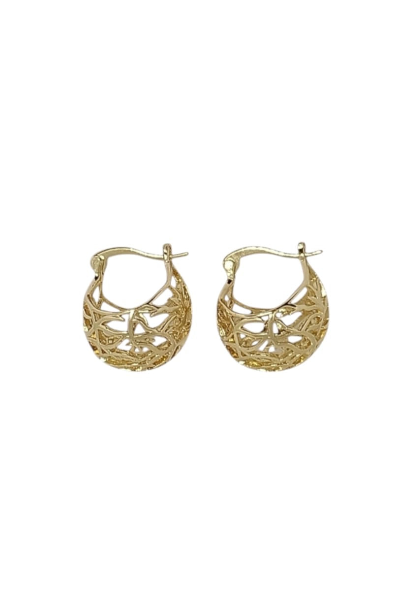Gold Basket Huggie Earrings