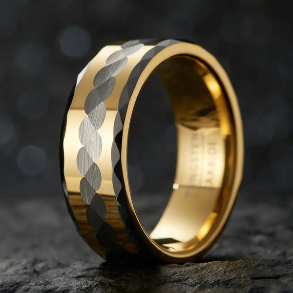 8mm Hammer Patter Tungsten Men's Wedding Ring