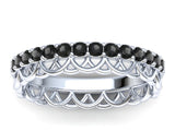 Crown Black Moissanite Eternity Ring in White Gold