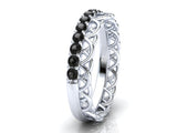 Crown Black Moissanite Eternity Ring in White Gold