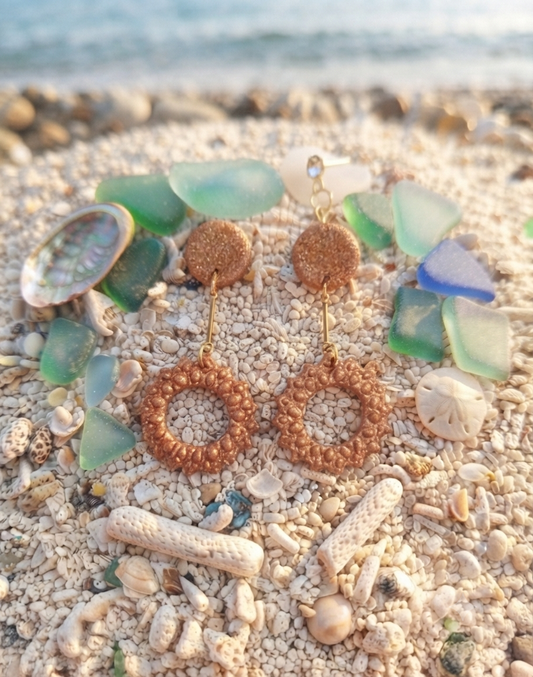 Shimmering Sand Boho Circle Drop Earrings