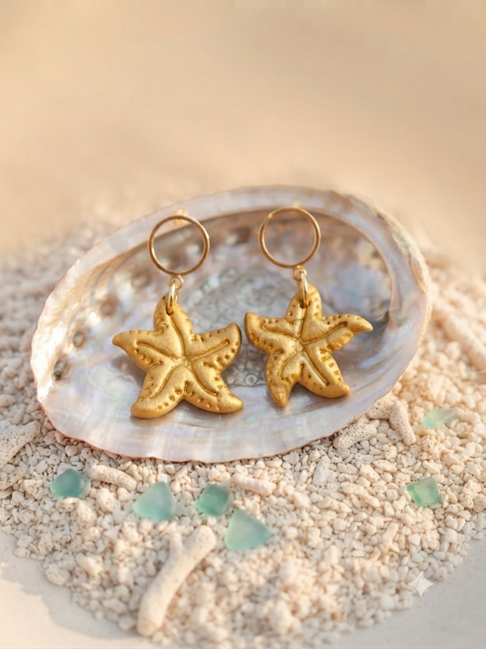 Golden Starfish Drop Earrings