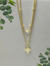 Bethlehem Star Double Layer Necklace in Silver Gold-plated