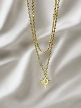 Bethlehem Star Double Layer Necklace in Silver Gold-plated