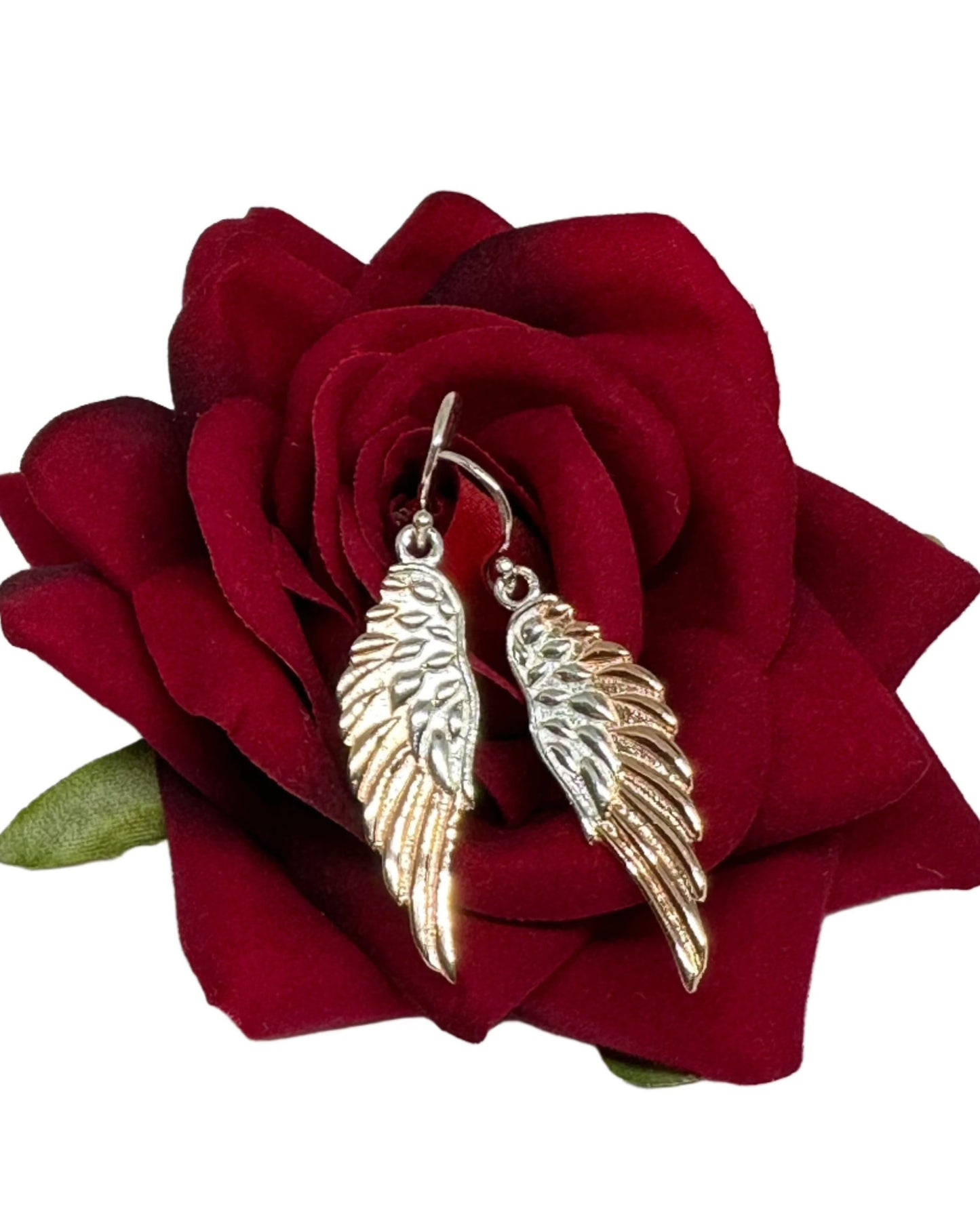 Angel Wing Earrings in Silver and Rose Gold-plated