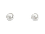 White & Silver Love Knot Stud Earrings in Silver