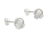 White & Silver Love Knot Stud Earrings in Silver