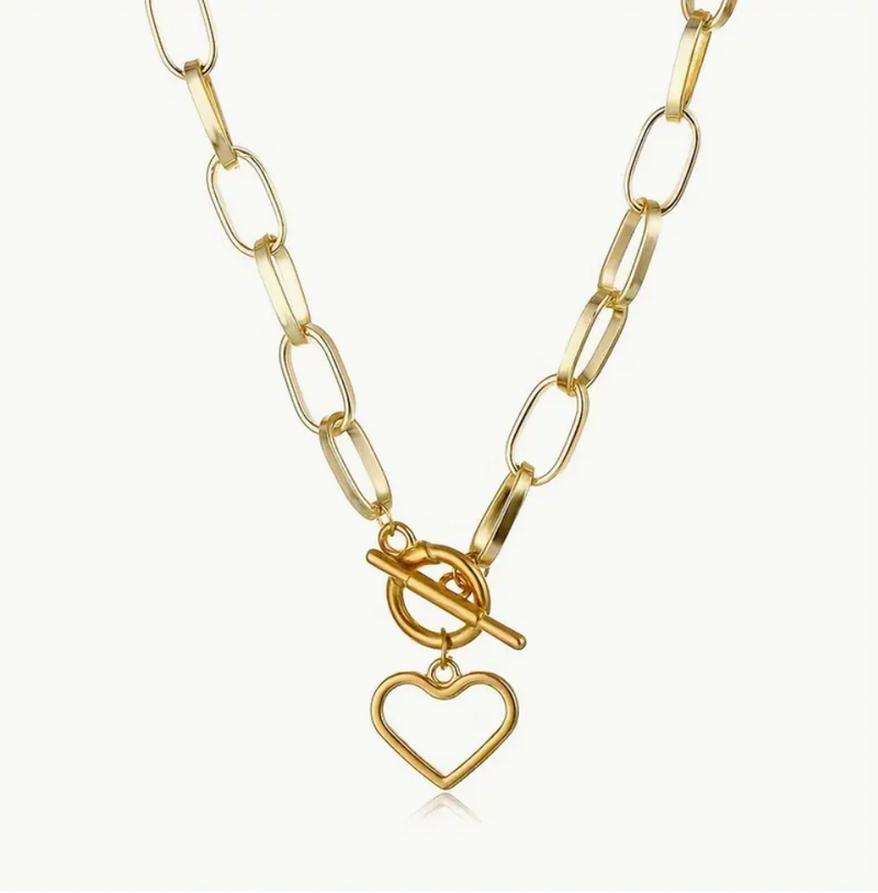 Golden Heart Stainless Steel Pendant Necklace