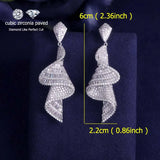 Skirt Swing Baguette AAA Cubic Zirconia Earrings Silvery