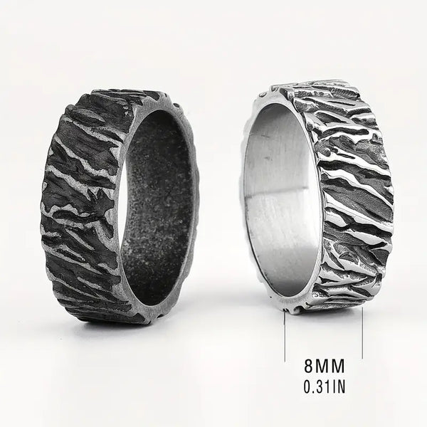 Black Viking Textured Men's Titanium Ring