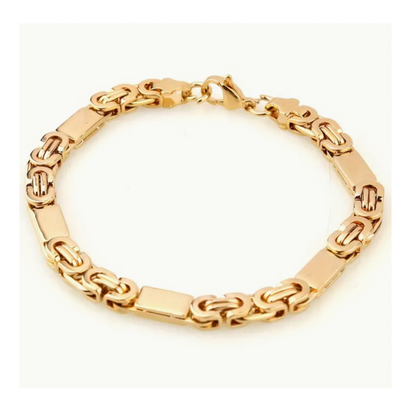 6mm Stylish Stainless Steel Men's Golden Bracelet