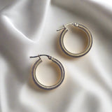 Diamond Cut Mesh Hoops in Yellow Gold