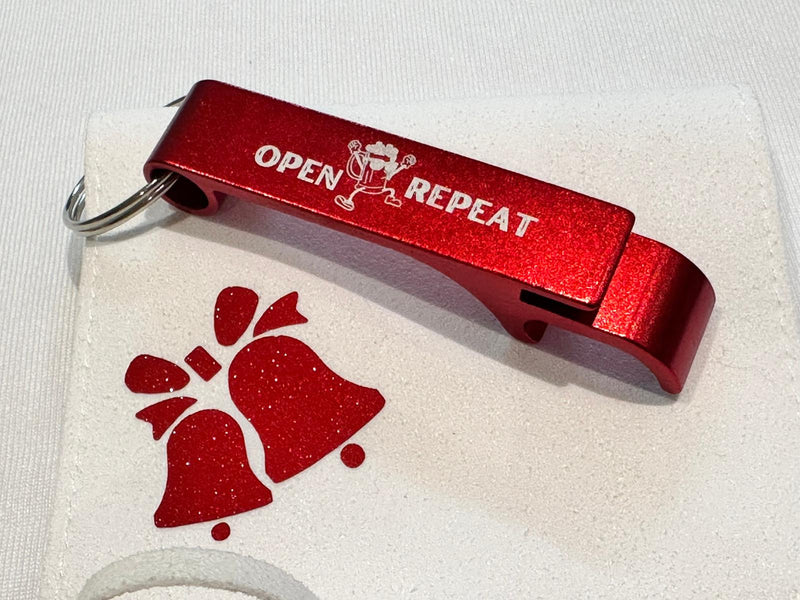 Personalised Keyring with Red Bottle Opener and Gift Bag