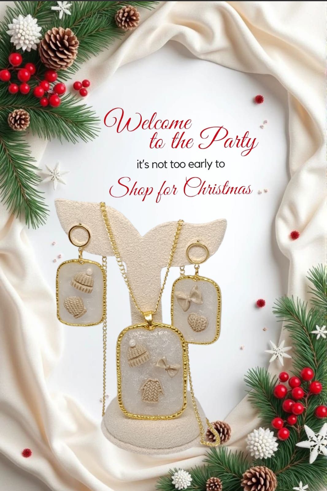 Christmas Themed Necklace and Earring Set