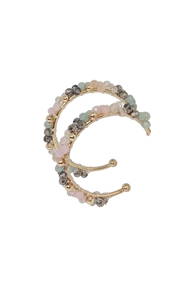 Pastel Beads Hoop Earrings