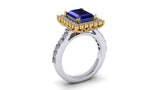 Scy Emerald Sapphire Halo Ring in Gold